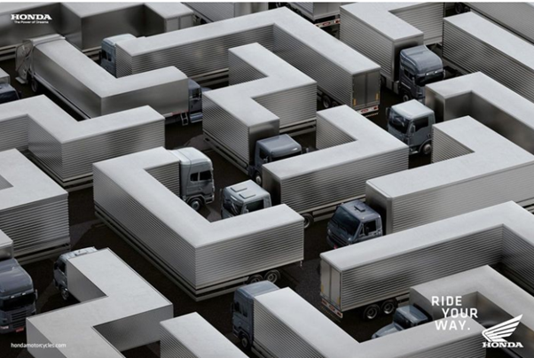 Automobiles forming a maze